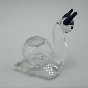 Crystal Glass Snail Figurine‎ - Black and Clear